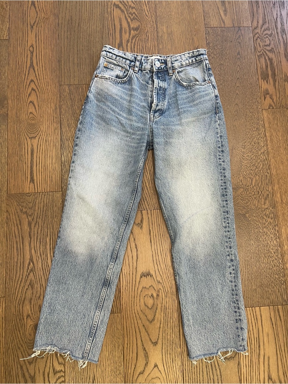 Zara High Rise Ankle Frayed Bottom Jeans 4